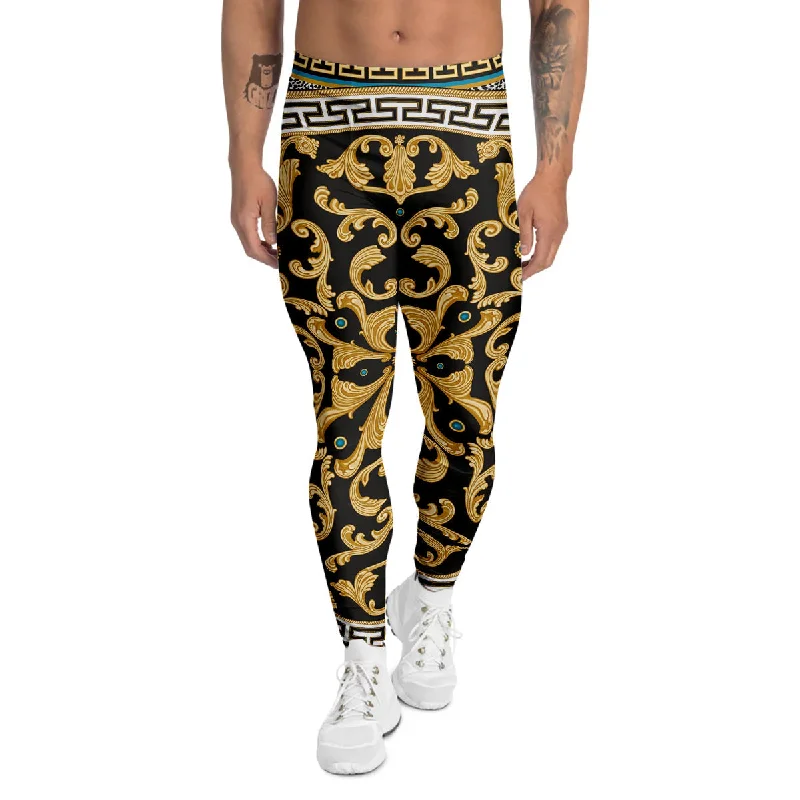 Loyalty Reward Golden Baroque Leopard Skin Print Men's Leggings