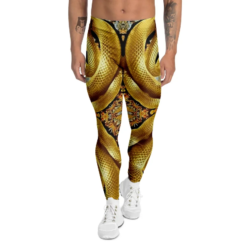 Limited Quantity Golden Snake Kaleidoscope Print Men's Leggings