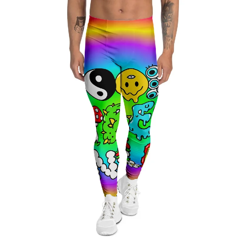 Exclusive Access Good Vibes Only Quote Trippy Psychedelic Print Men's Leggings