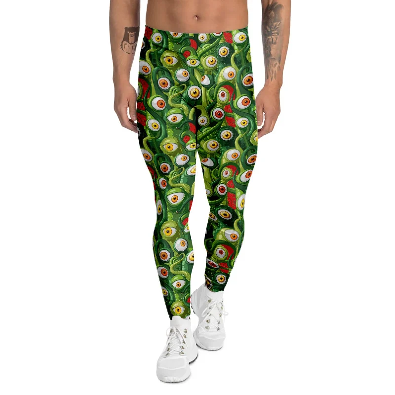 Hot Deal Green Alien Monster Print Pattern Men's Leggings
