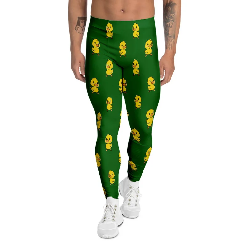 The Best Prices Green Rubber Duck Print Pattern Men's Leggings