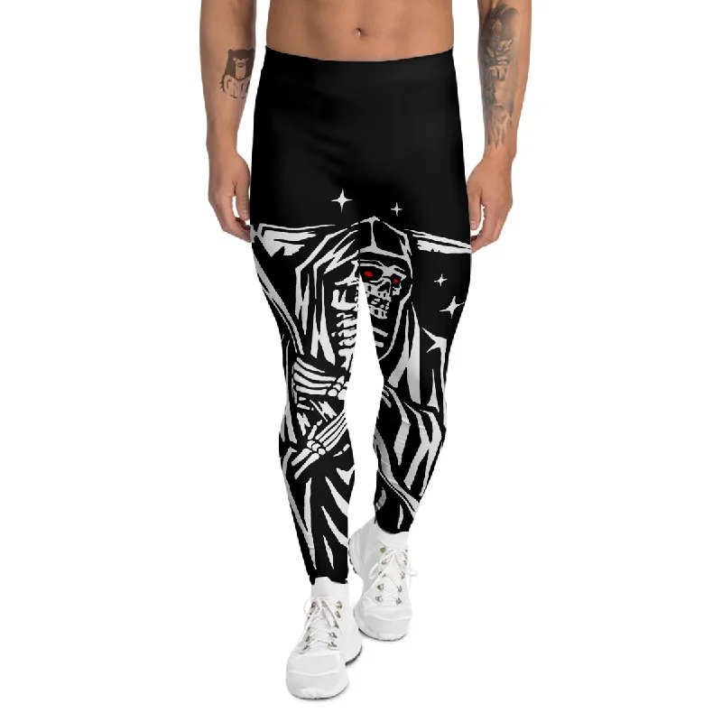 Instant Discount Grim Reaper Sad Print Men's Leggings