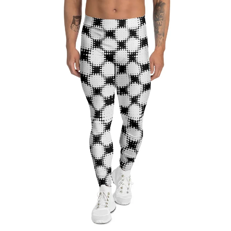 Great Deals Grunge Halftone Black And White Dots Print Pattern Men's Leggings