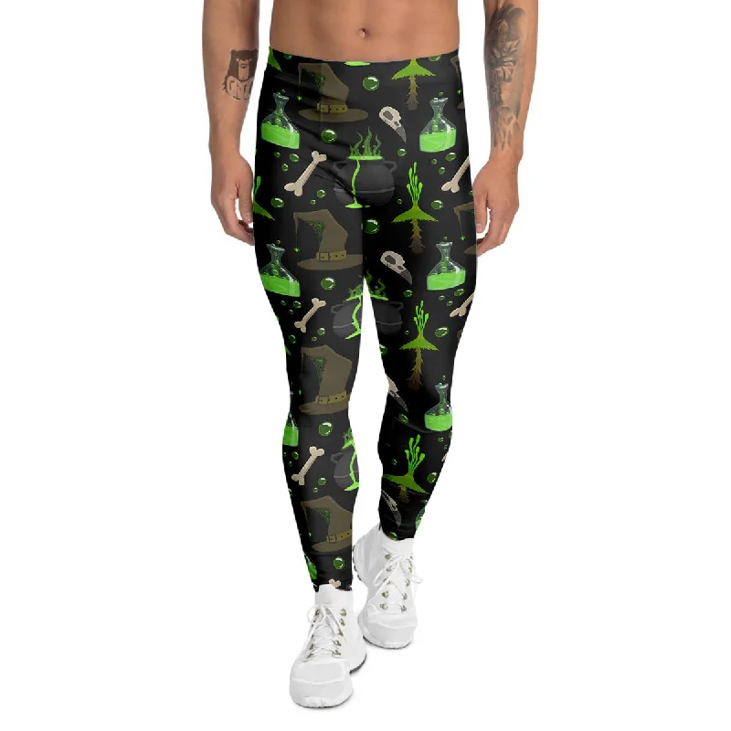 Epic Deals Halloween Green Poison Witch Print Pattern Men's Leggings