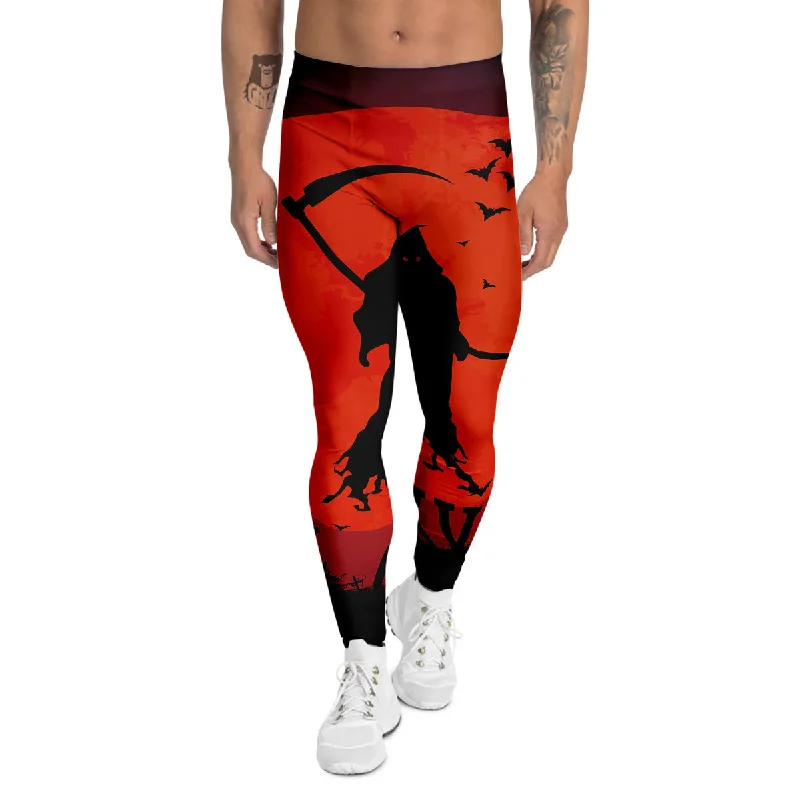 Daily Deals Halloween Grim Reaper Print Men's Leggings