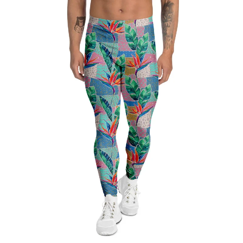 Best Bargains Hand Drawn Watercolor Tropical Print Pattern Men's Leggings