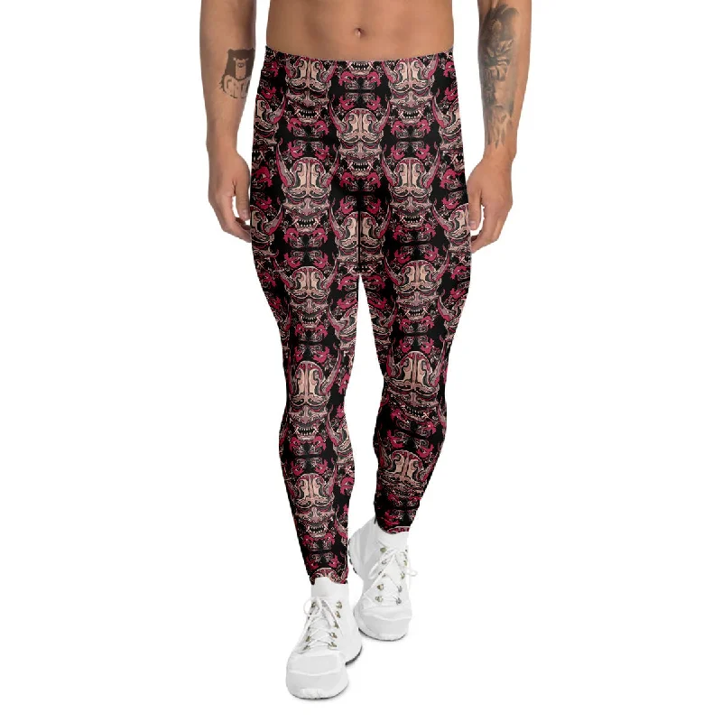 Lowest Prices Hannya Mask Vintage Color Print Pattern Men's Leggings