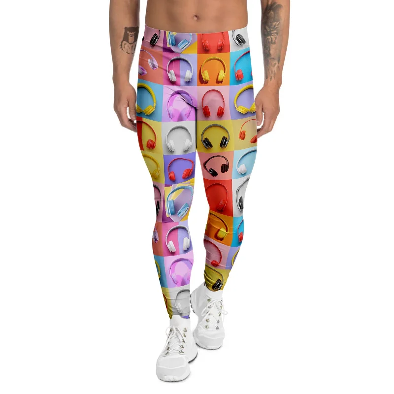 Huge Savings Headphones Pastel Print Pattern Men's Leggings