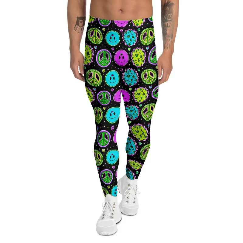 TIME-Limited Offer Hippie Peace Symbol And Weed Print Pattern Men's Leggings
