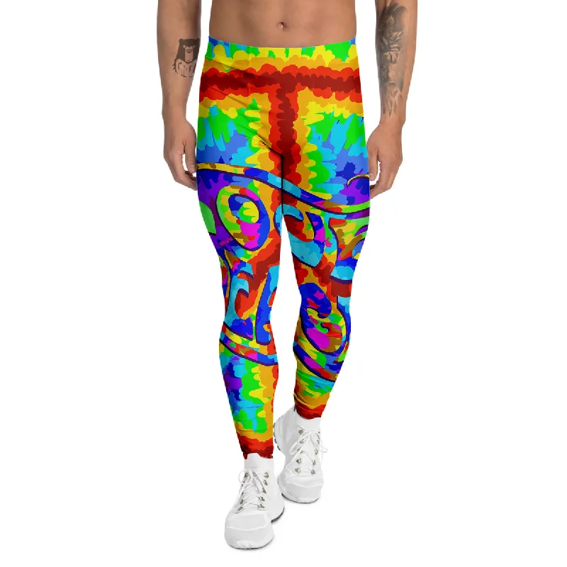 Special Price Hippie Symbol Colorful Abstract Print Men's Leggings