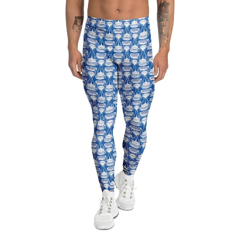 Final Markdown Hourglasses White And Blue Print Pattern Men's Leggings