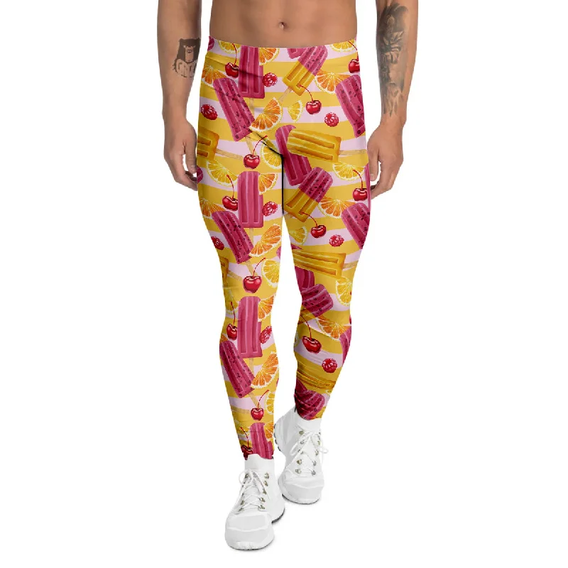 Best Bargains Ice Cream Fruits And Berries Print Pattern Men's Leggings