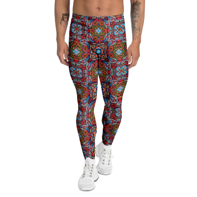 Can't Miss India Paisley Colorful Print Pattern Men's Leggings