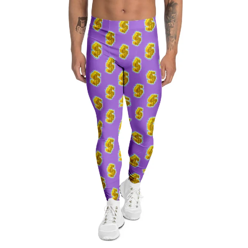 Price Buster Isometric Gold Dollar Print Pattern Men's Leggings