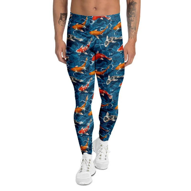 Seasonal Clearance Koi Carps Print Pattern Men's Leggings
