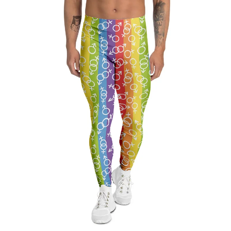 Midnight Sale LGBT Symbols Rainbow Print Pattern Men's Leggings
