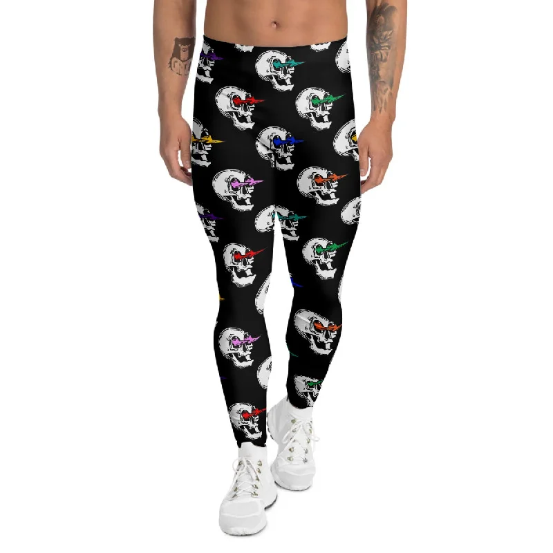 Price Slash Lightning Skull Print Pattern Men's Leggings
