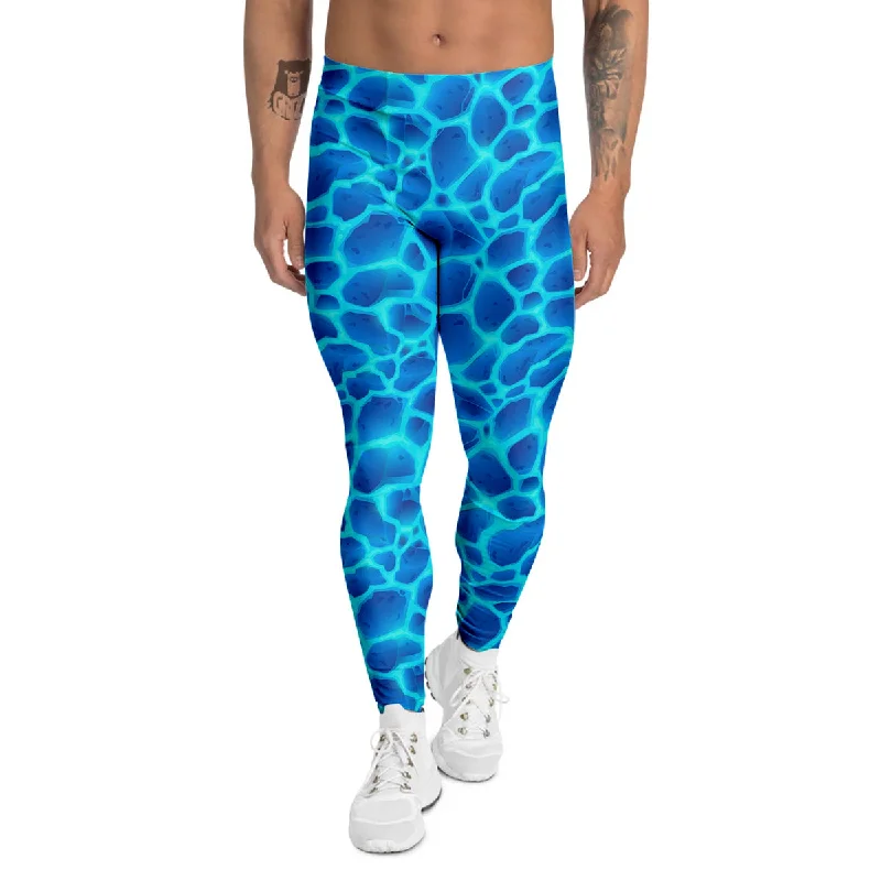 While Supplies Last Liquid Lava Ice Blue Print Pattern Men's Leggings
