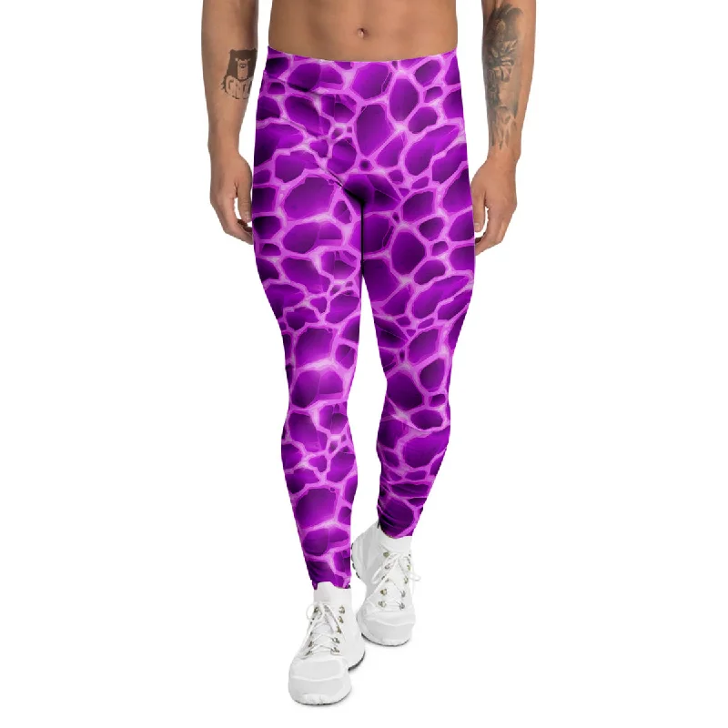 Seasonal Sale Liquid Lava Purple Print Pattern Men's Leggings