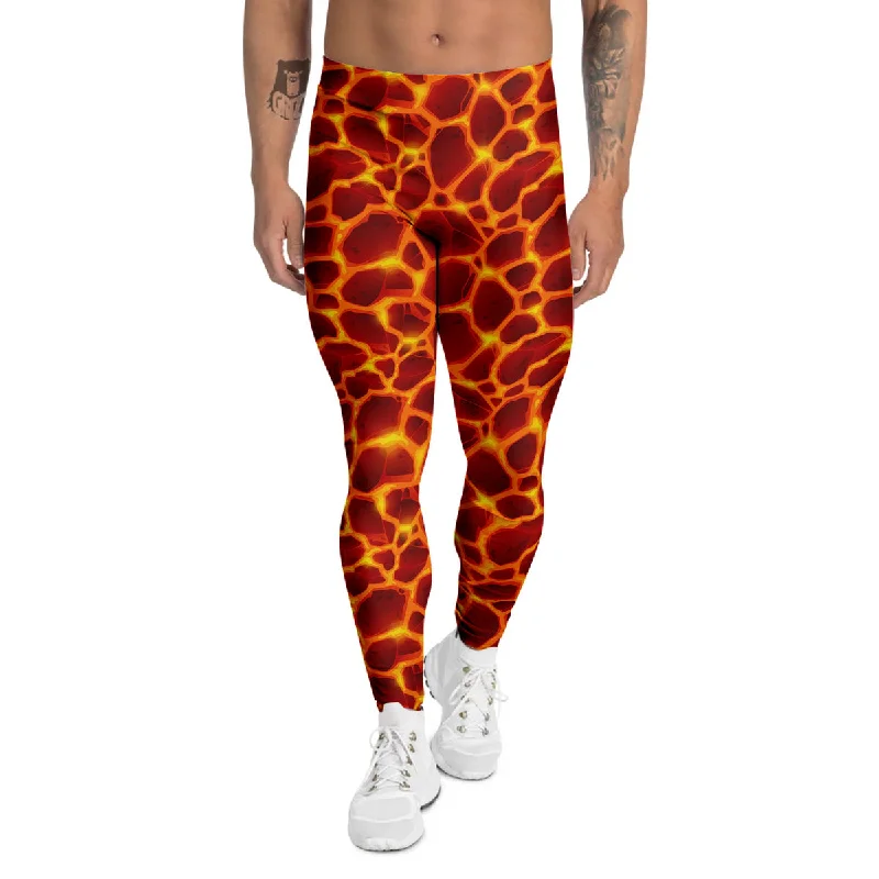 Members Only Liquid Lava Red Print Pattern Men's Leggings