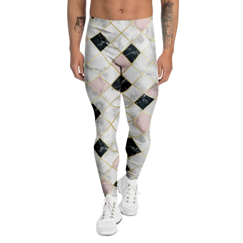 Online Only Marble Luxury Geometric Print Men's Leggings