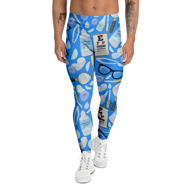 Discount Deals Medical Optometry Accessory Blue Print Pattern Men's Leggings