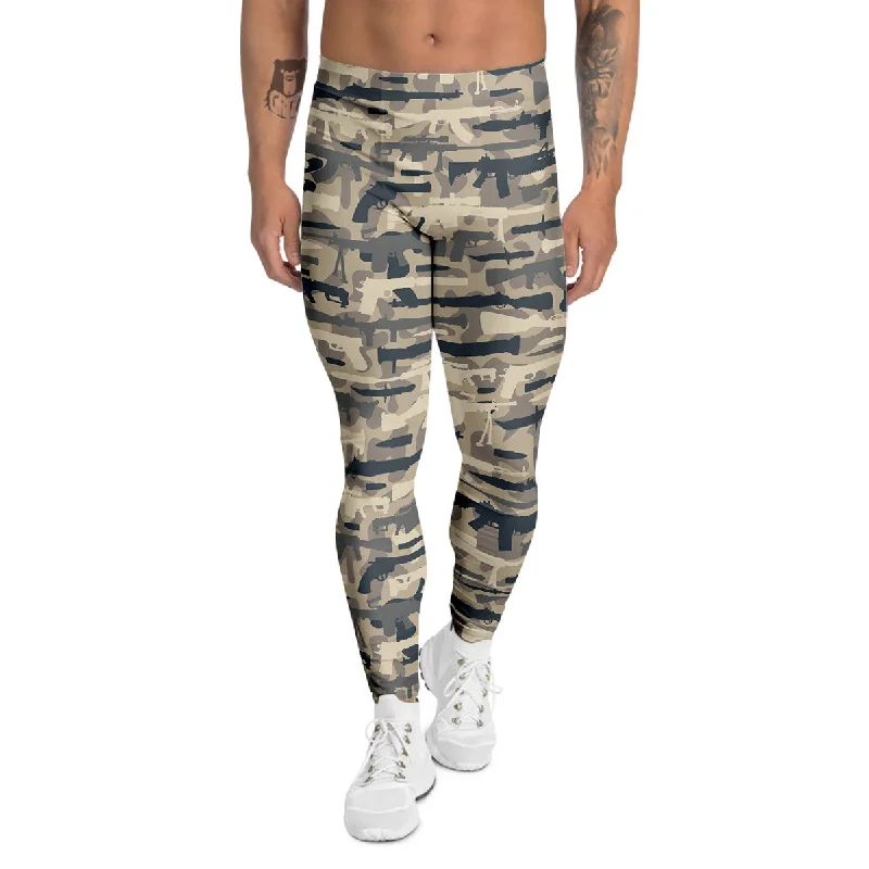 Act Fast Military Gun Air Force Camo Print Men's Leggings