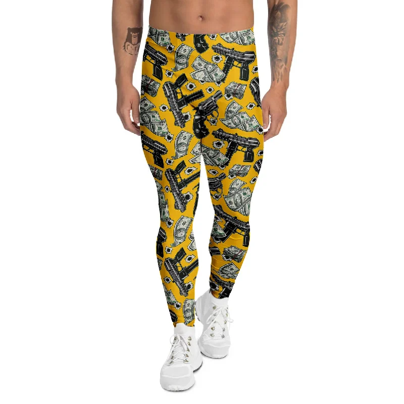 Exclusive Offers Money And Weapon Vintage Print Pattern Men's Leggings