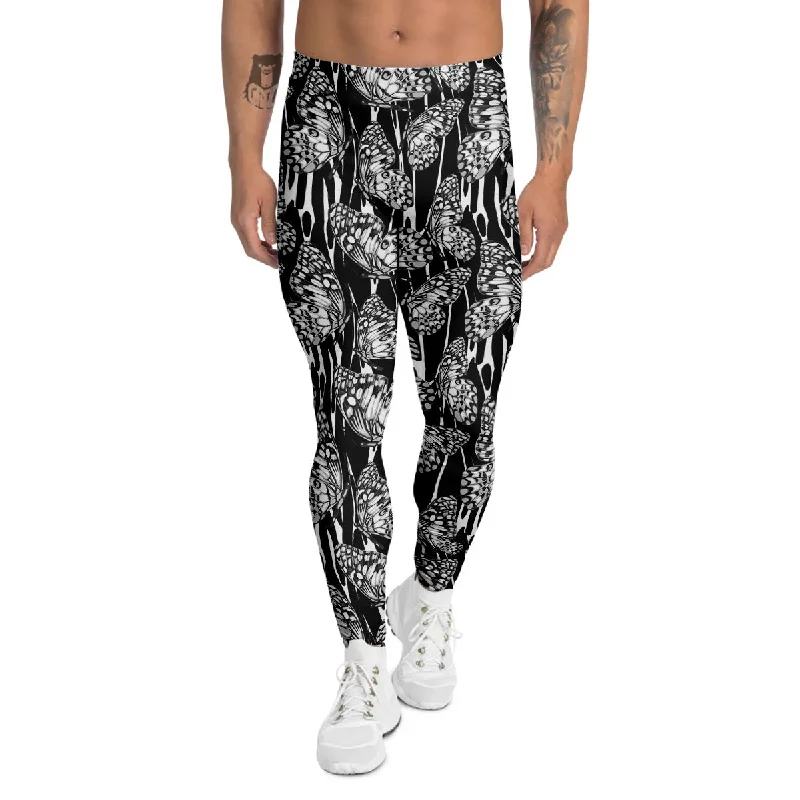 Clearance Items Monochrom Butterfly Print Pattern Men's Leggings