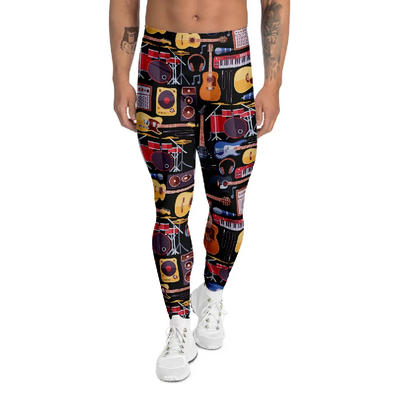 Online Only Music Instruments Print Pattern Men's Leggings