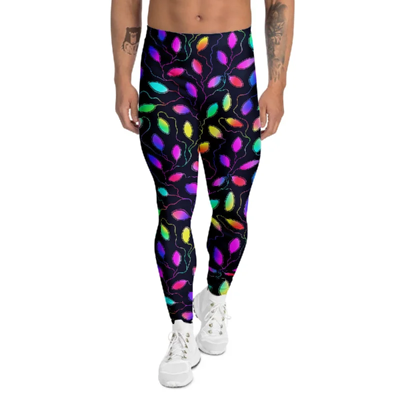 Deep Discounts Neon Leaf Print Pattern Men's Leggings
