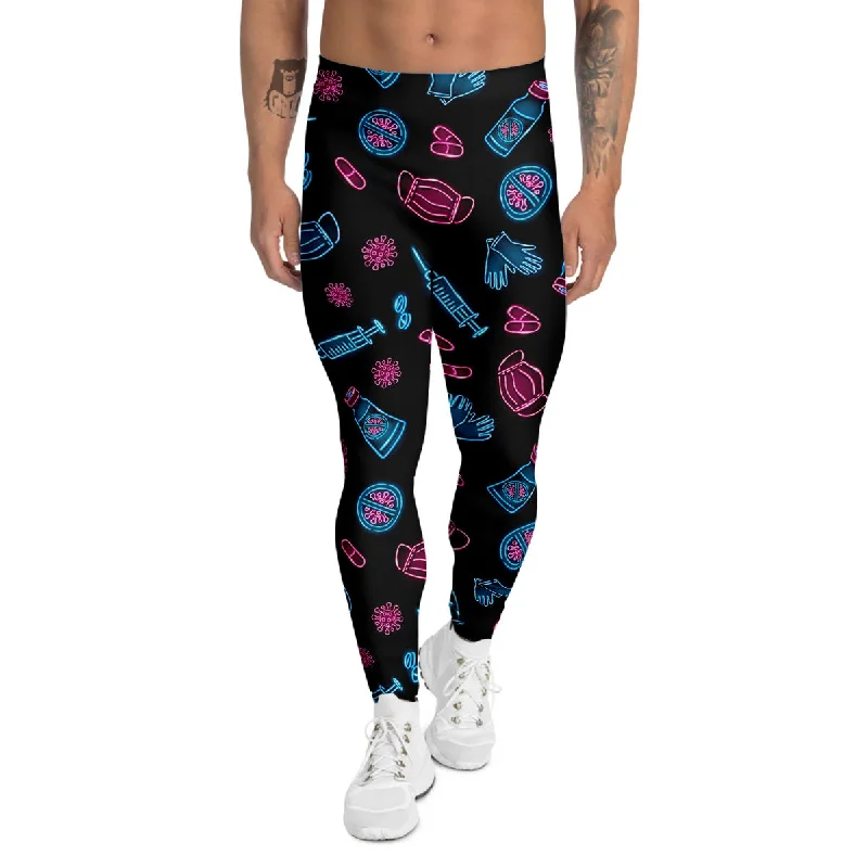 Crazy Deals Neon Medical Equipment Print Pattern Men's Leggings