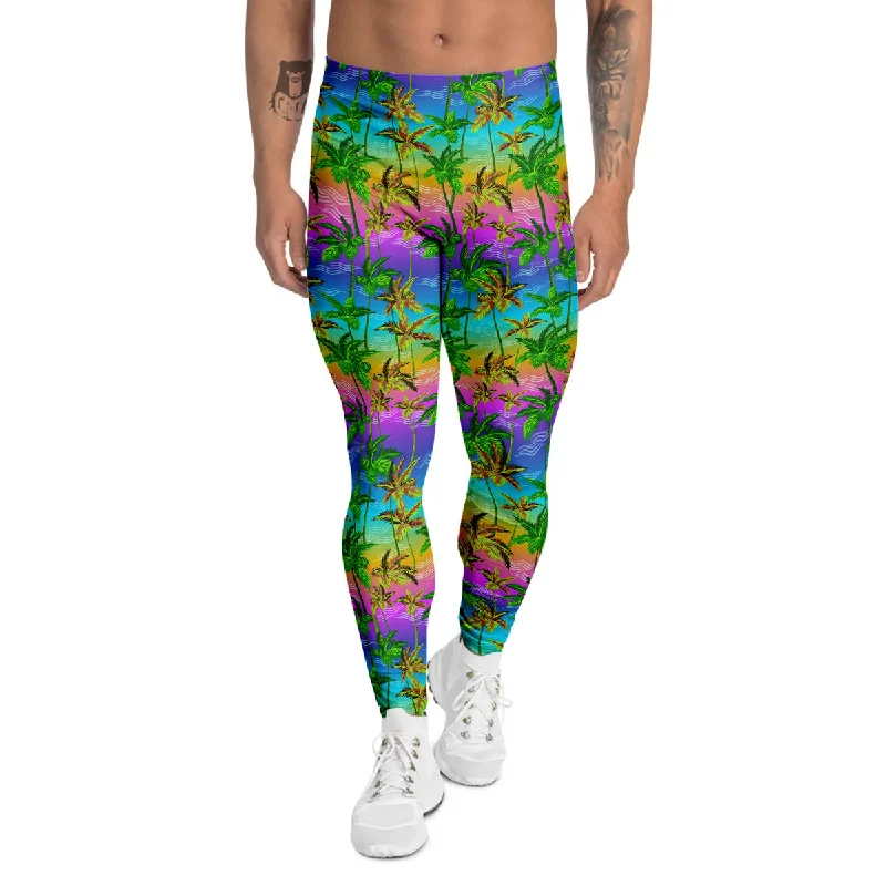 Buy Now Neon Palm Tree Print Pattern Men's Leggings