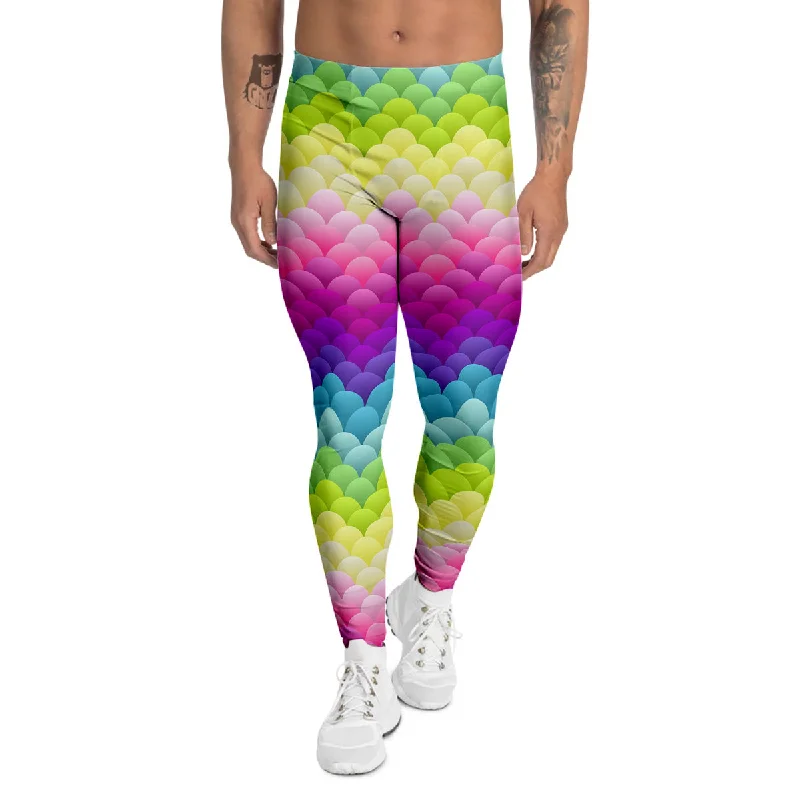 Best Bargains Neon Rainbow Light Blobs Print Pattern Men's Leggings