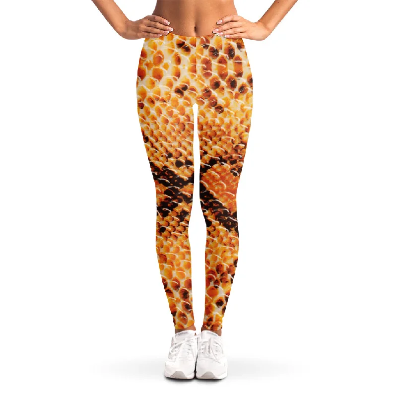 Friends and Family Sale Orange Snakeskin Print Women's Leggings