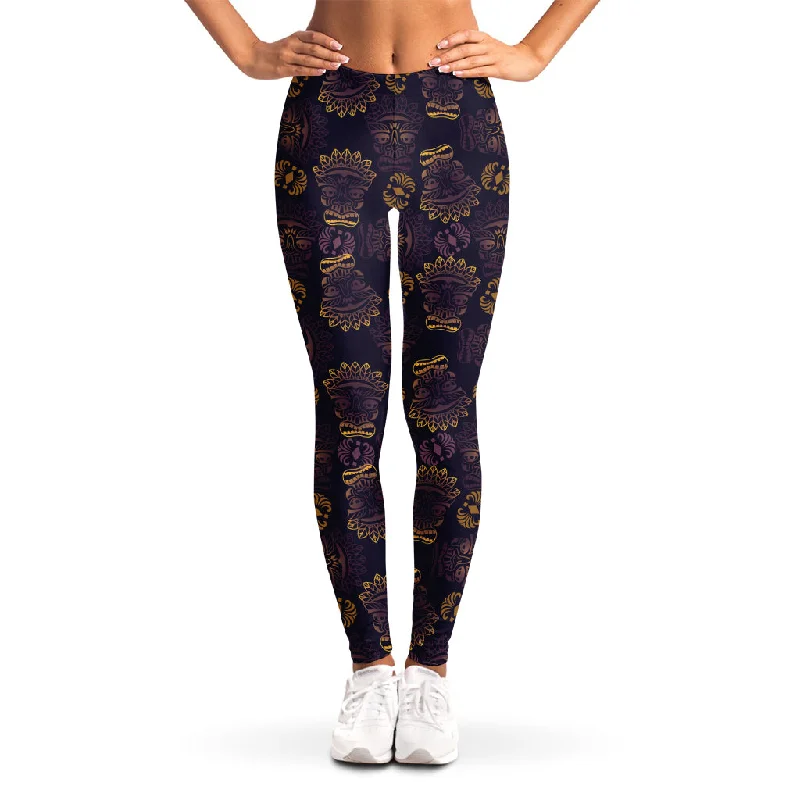 Don’t Miss Out Ornament Tiki Mask Pattern Print Women's Leggings