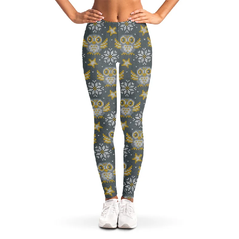 Last Chance Owl Knitted Pattern Print Women's Leggings