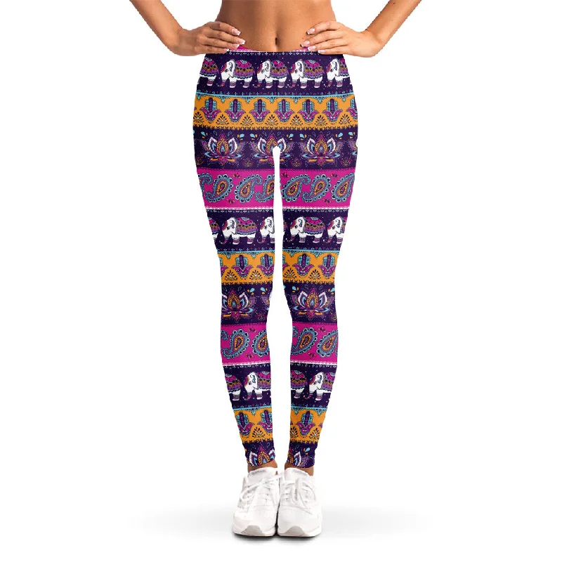 Special Offer Paisley Elephant Hamsa Pattern Print Women's Leggings
