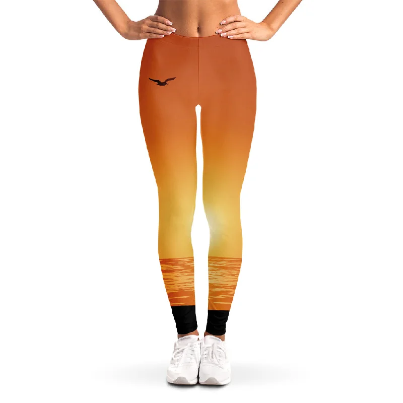 Today Only Palm Tree Beach Sunset Print Women's Leggings