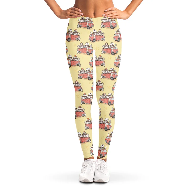 Limited Time Offer Panda Firefighter And Cat Pattern Print Women's Leggings