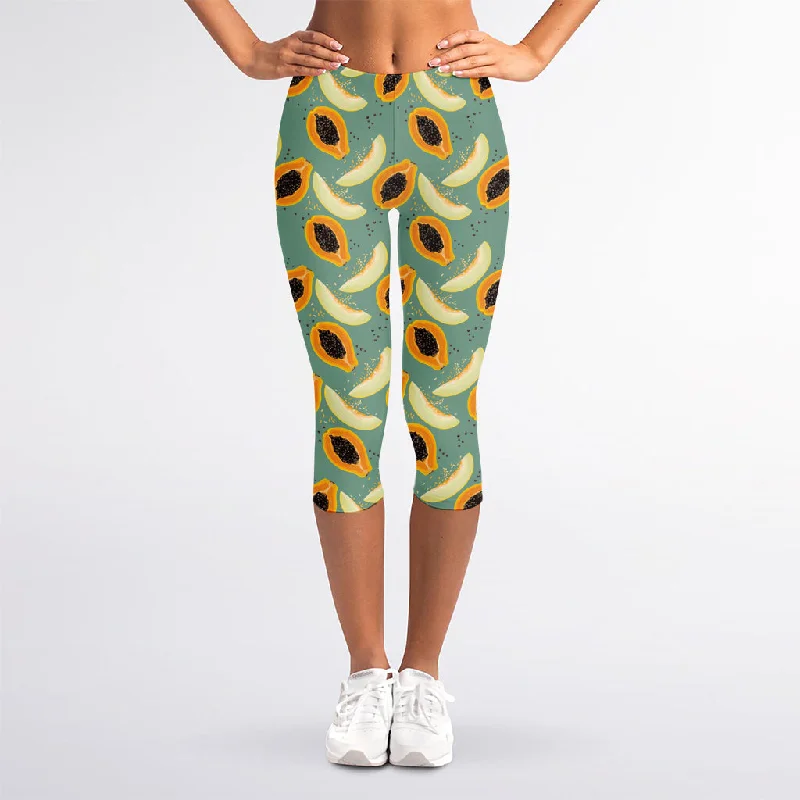 Deal Explosion Papaya And Melon Pattern Print Women's Capri Leggings