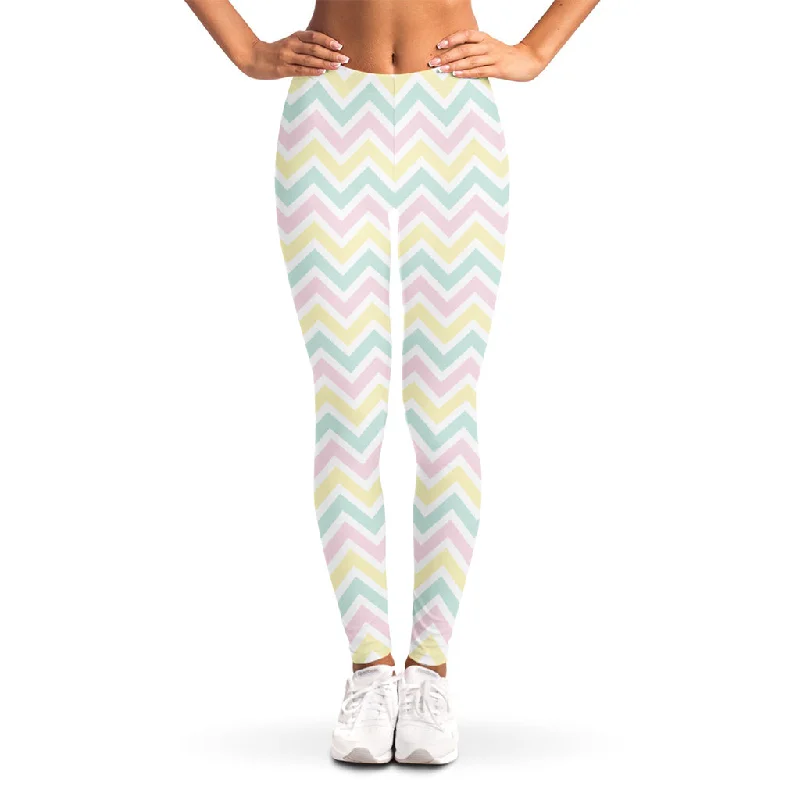 Deep Discounts Pastel Chevron Pattern Print Women's Leggings