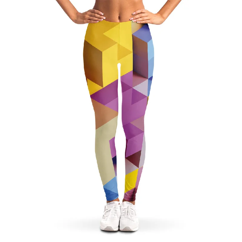 Extra Savings Pastel Geometric Cubic Print Women's Leggings