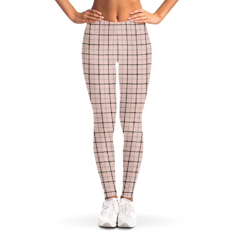 Must-Have Deals Pastel Pink And Black Tattersall Print Women's Leggings