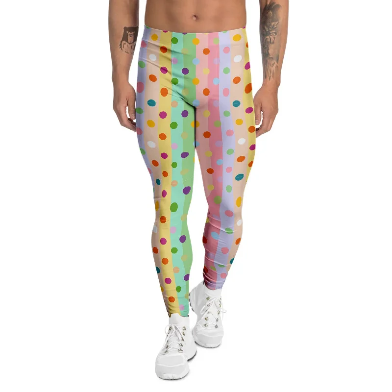 Deal of the Day Pastel Polka Dots Print Pattern Men's Leggings