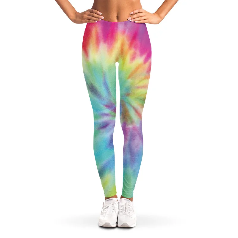 Flash Deals Pastel Spiral Tie Dye Print Women's Leggings