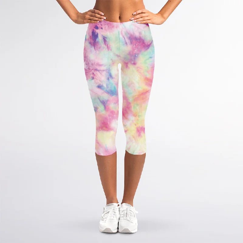 Savings Galore Pastel Tie Dye Print Women's Capri Leggings