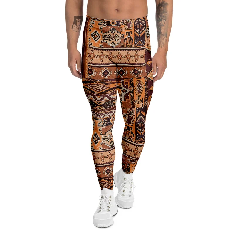 Quick Sale Patchwork Grunge Native American Print Pattern Men's Leggings