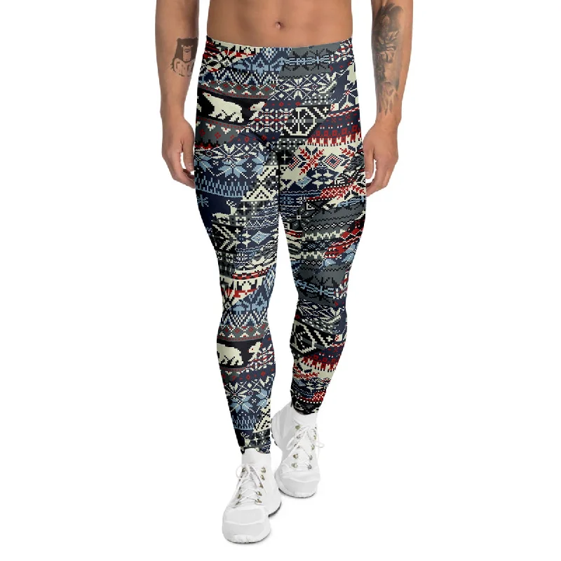 Epic Deals Patchwork Ugly Snowflake And Knitted Print Pattern Men's Leggings