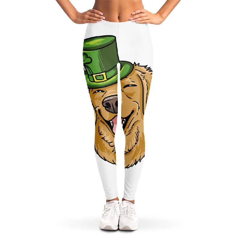 Act Now Patrick's Day Golden Retriever Print Women's Leggings